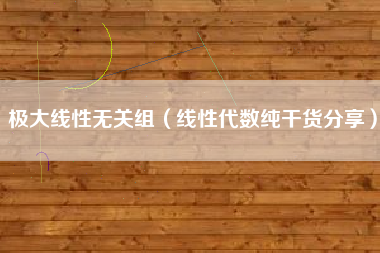 详细阅读:极大线性无关组(线性代数纯干货分享) 极大线性无关组(线性代数纯干货分享)
