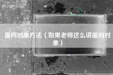 面向对象方法（如果老师这么讲面向对象）