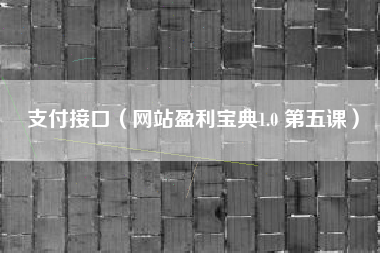 支付接口（网站盈利宝典1.0 第五课）