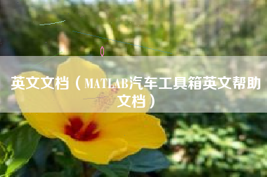 英文文档（MATLAB汽车工具箱英文帮助文档）