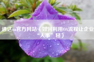 通达oa官方网站（如何利用OA流程让企业“人事”轻）