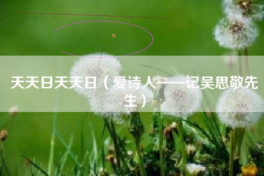 天天日天天日（爱诗人——记吴思敬先生）