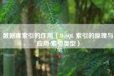 数据库索引的作用（MySQL 索引的原理与应用:索引类型）