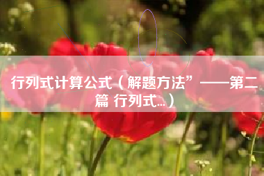 行列式计算公式（解题方法”——第二篇 行列式...）