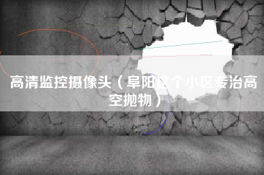 高清监控摄像头(阜阳这个小区专治高空抛物)