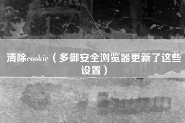 清除cookie（多御安全浏览器更新了这些设置）