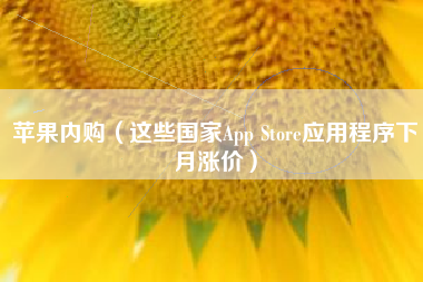 苹果内购（这些国家App Store应用程序下月涨价）