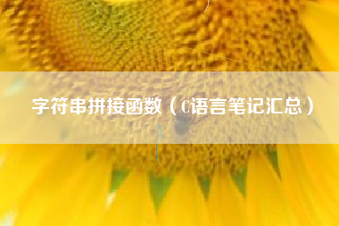 字符串拼接函数(C语言笔记汇总)