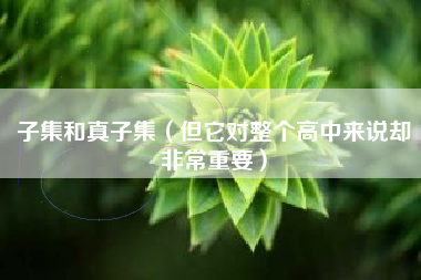子集和真子集（但它对整个高中来说却非常重要）