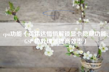 cpu功能（英伟达悄悄解锁显卡隐藏功能:GSP 协处理器提高效率）
