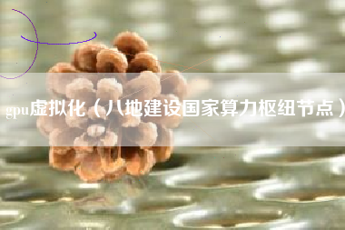 gpu虚拟化(八地建设国家算力枢纽节点)