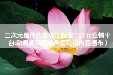 三次元是什么意思（起底二次元色情平台:动漫视频网站色情乱伦内容遍布）