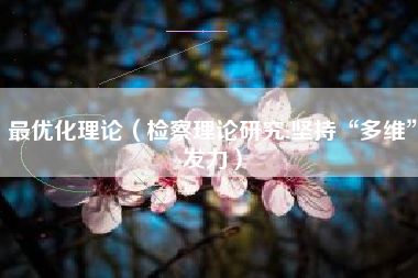 最优化理论(检察理论研究:坚持“多维”发力)
