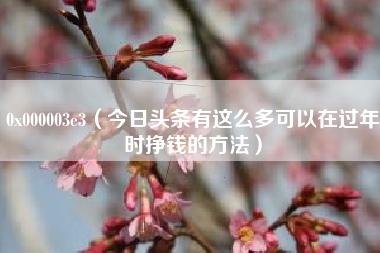 0x000003e3（今日头条有这么多可以在过年时挣钱的方法）
