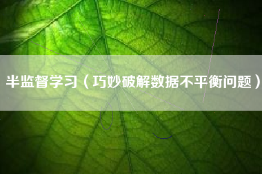 半监督学习（巧妙破解数据不平衡问题）