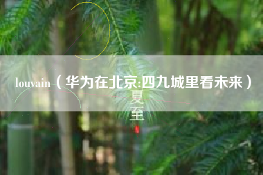 louvain(华为在北京:四九城里看未来)