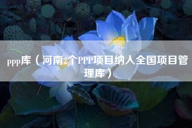 ppp库（河南2个PPP项目纳入全国项目管理库）
