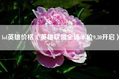 lol英雄价格(英雄联盟全场半价9.30开启)