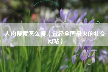 人肉搜索怎么搜(曾经全国最火的社交网站)