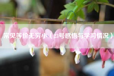 常见等价无穷小(23号感悟与学习情况)