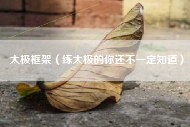 太极框架(练太极的你还不一定知道)