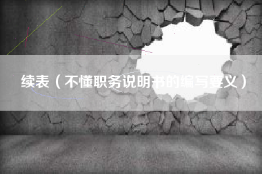 续表（不懂职务说明书的编写要义）