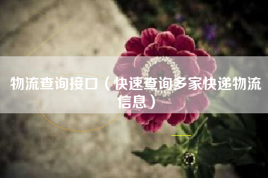 物流查询接口（快速查询多家快递物流信息）