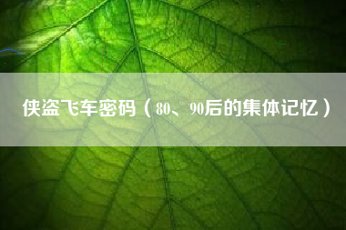 详细阅读:侠盗飞车密码(80、90后的集体记忆) 侠盗飞车密码(80、90后的集体记忆)