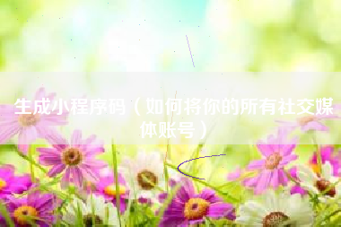 生成小程序码（如何将你的所有社交媒体账号）