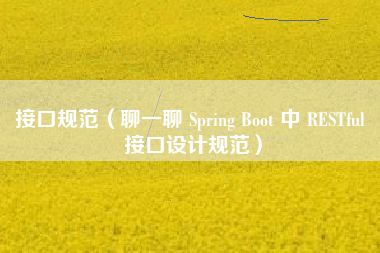 接口规范(聊一聊 Spring Boot 中 RESTful 接口设计规范)