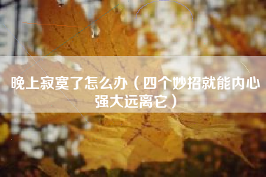 晚上寂寞了怎么办（四个妙招就能内心强大远离它）