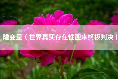 隐变量（世界真实存在性迎来终极判决）