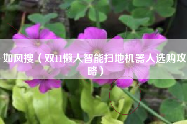 如风搜（双11懒人智能扫地机器人选购攻略）
