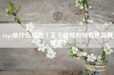kbps是什么意思（关于视频和帧看这篇就够了）