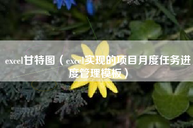 excel甘特图(excel实现的项目月度任务进度管理模板)