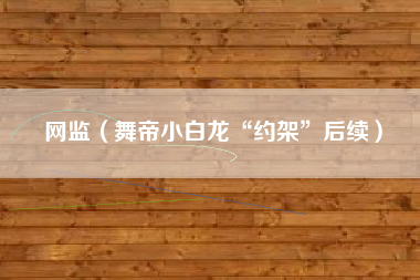 网监(舞帝小白龙“约架”后续)