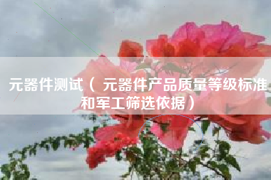 元器件测试（ 元器件产品质量等级标准和军工筛选依据）