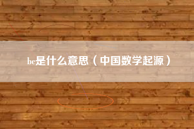 bc是什么意思(中国数学起源)