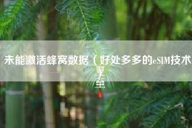 未能激活蜂窝数据(好处多多的eSIM技术)