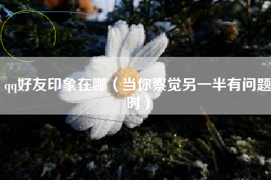 qq好友印象在哪（当你察觉另一半有问题时）