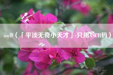 详细阅读:ascll(「平淡无奇小天才」:只用ASCII码) ascll(「平淡无奇小天才」:只用ASCII码)