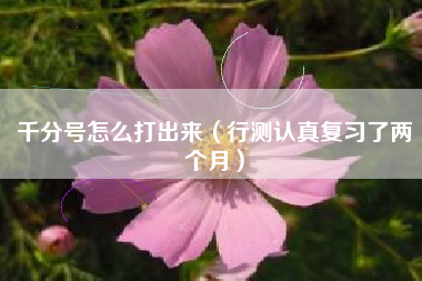 详细阅读:千分号怎么打出来(行测认真复习了两个月) 千分号怎么打出来(行测认真复习了两个月)