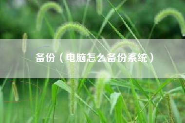 备份（电脑怎么备份系统）