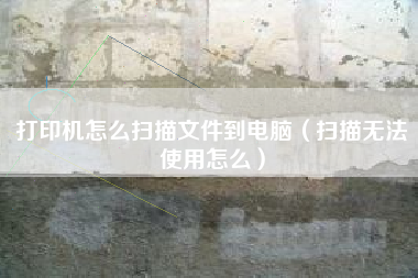 打印机怎么扫描文件到电脑（扫描无法使用怎么）