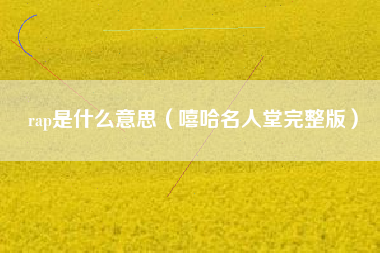 rap是什么意思（嘻哈名人堂完整版）