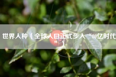 世界人种(全球人口正式步入“80亿时代”)