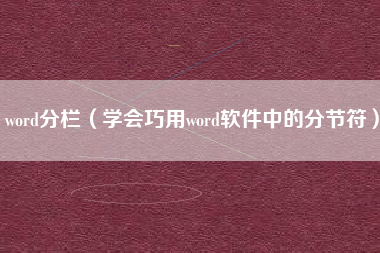 word分栏（学会巧用word软件中的分节符）