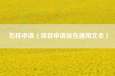 怎样申请(项目申请报告通用文本)