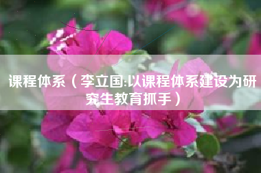 课程体系（李立国:以课程体系建设为研究生教育抓手）