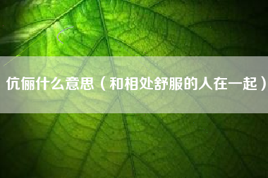 伉俪什么意思（和相处舒服的人在一起）